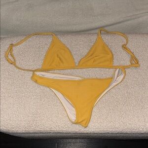 Free People Yellow Ribbed Bikini Set